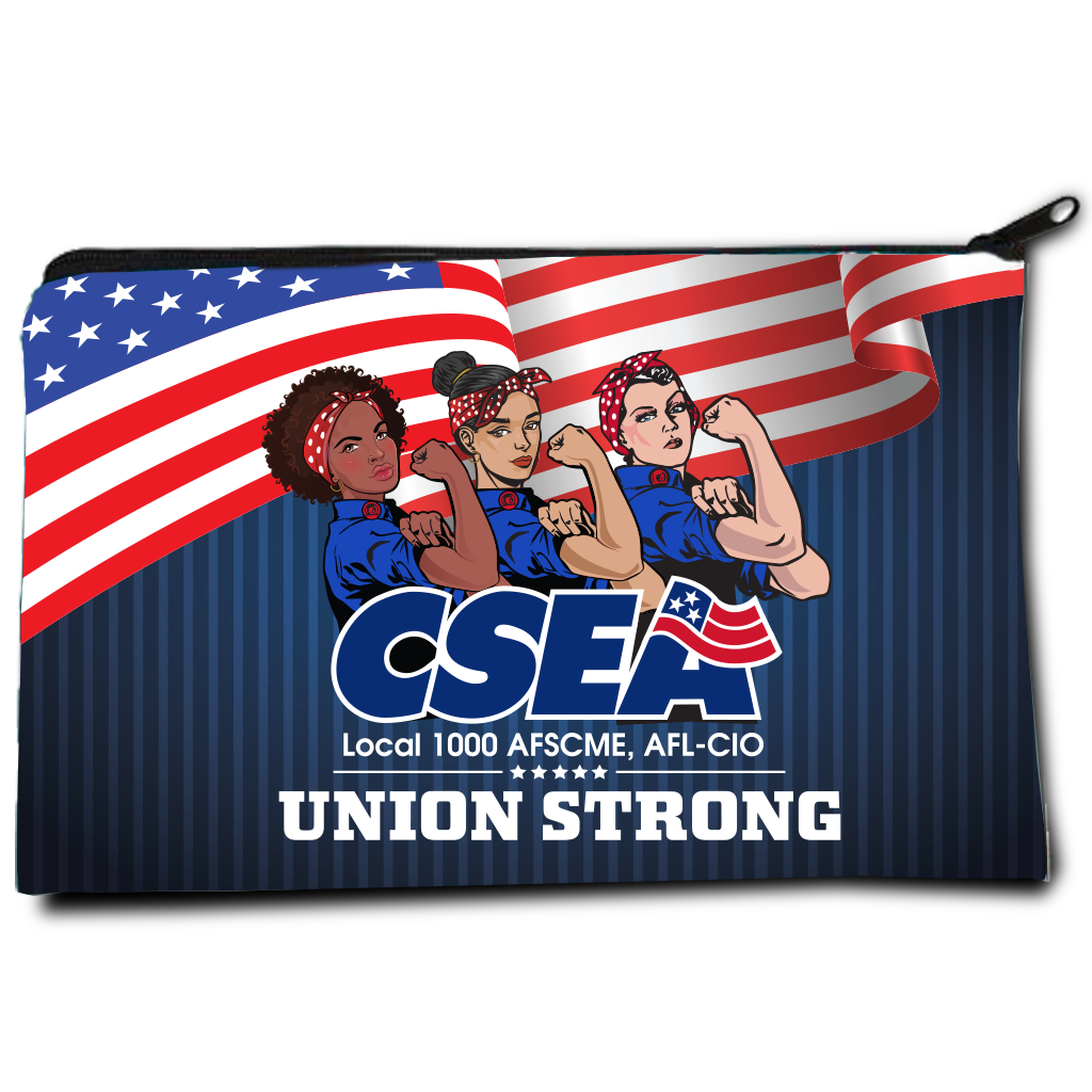 CSEA Union Strong Three Rosies Zippered Pouch