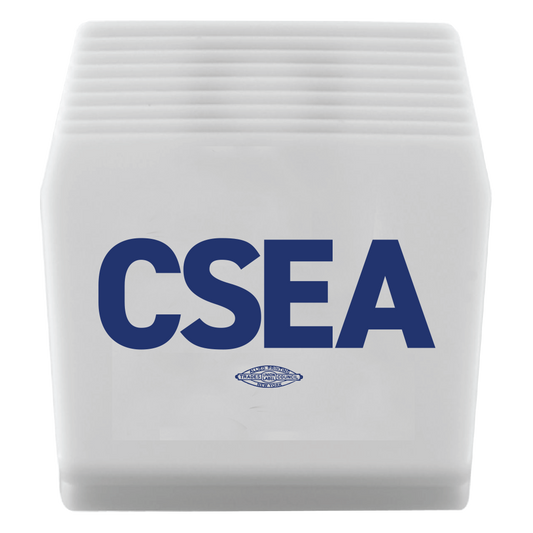 CSEA Magnet Clip -- White with blue imprint