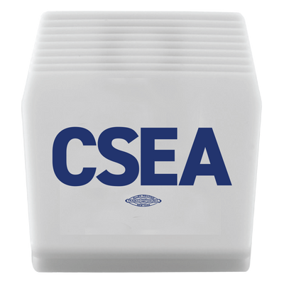 CSEA Magnet Clip -- White with blue imprint
