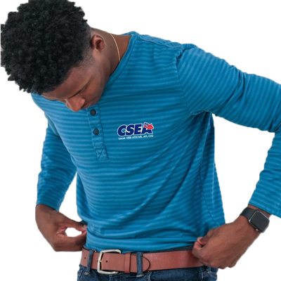 Ocean Blue Cotton Jersey Henley