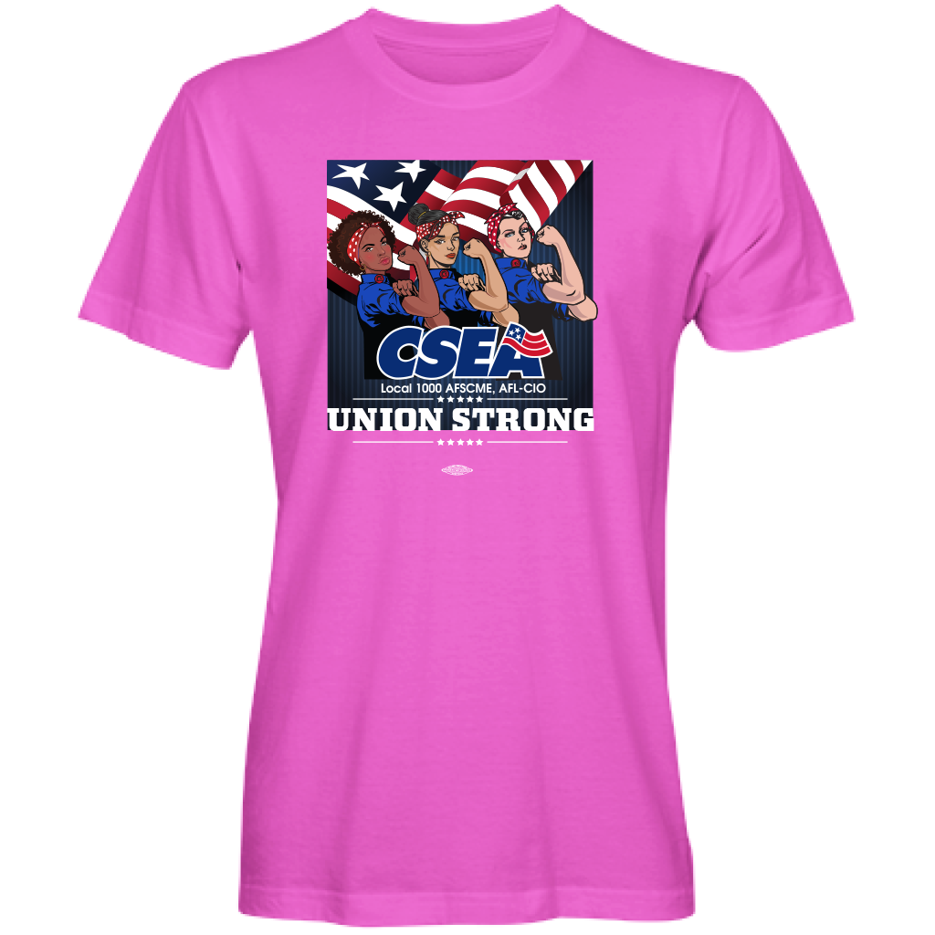 CSEA Unisex Union Strong Three Rosies T-Shirt - Fuschia